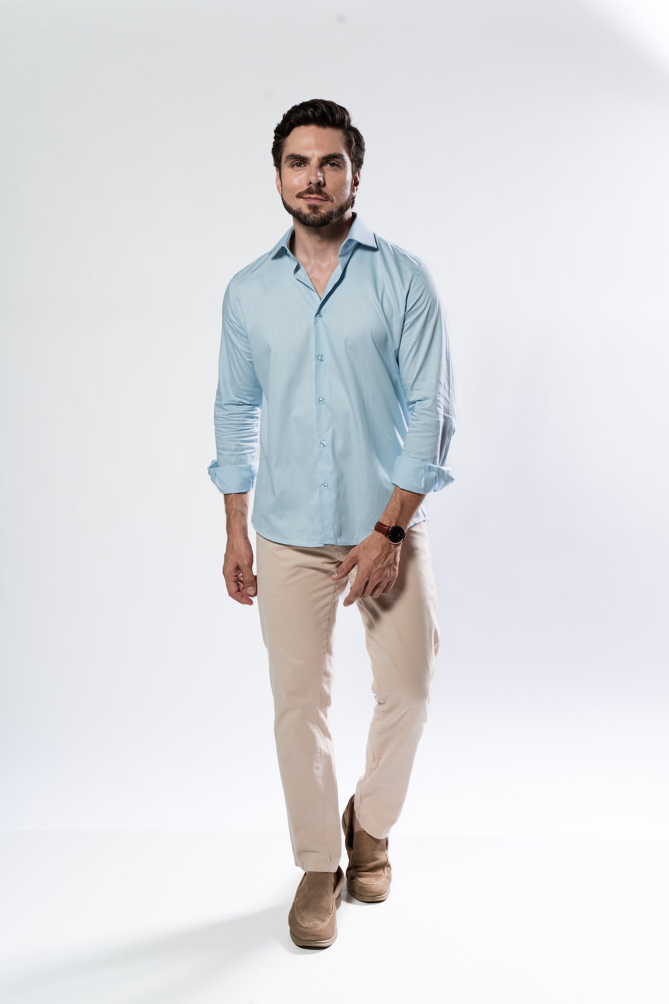 Camisa 100% Algodão - Coleção Clássica Azul Claro