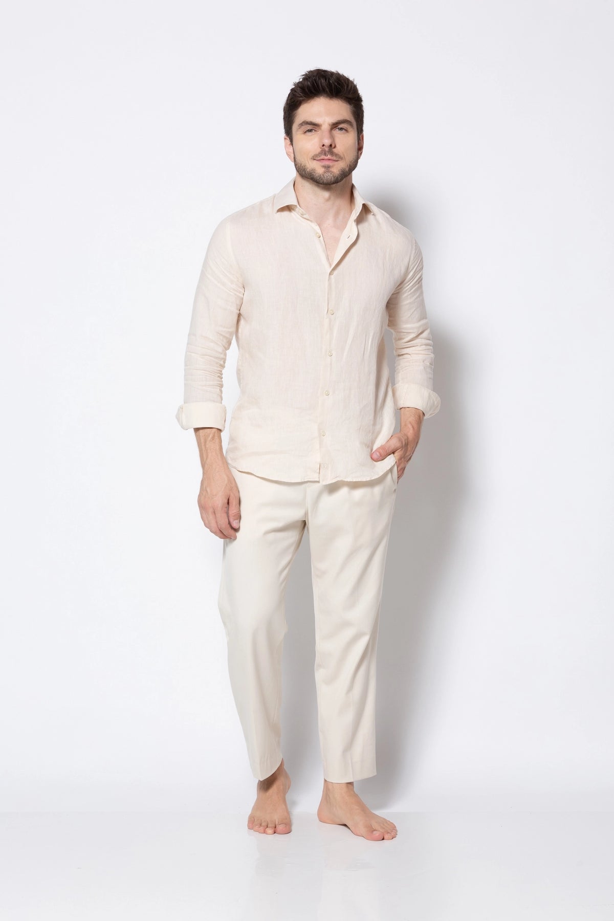 Camisa 100% Linho Ravello — Areia