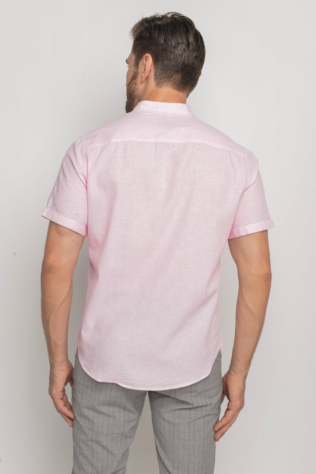 Camisa Gola Padre Linho Rosa