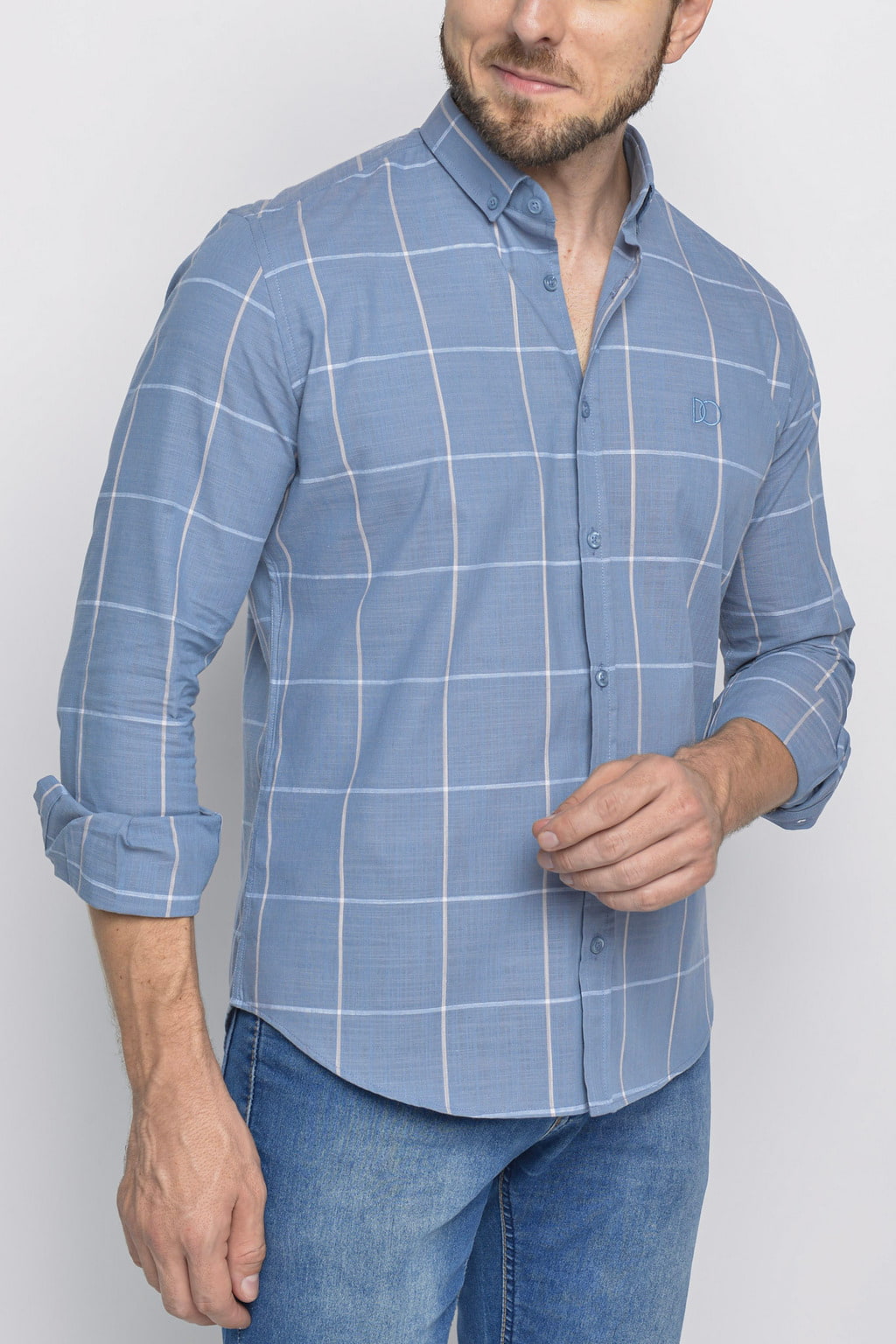 Camisa Algodão Max Xadrez Azul