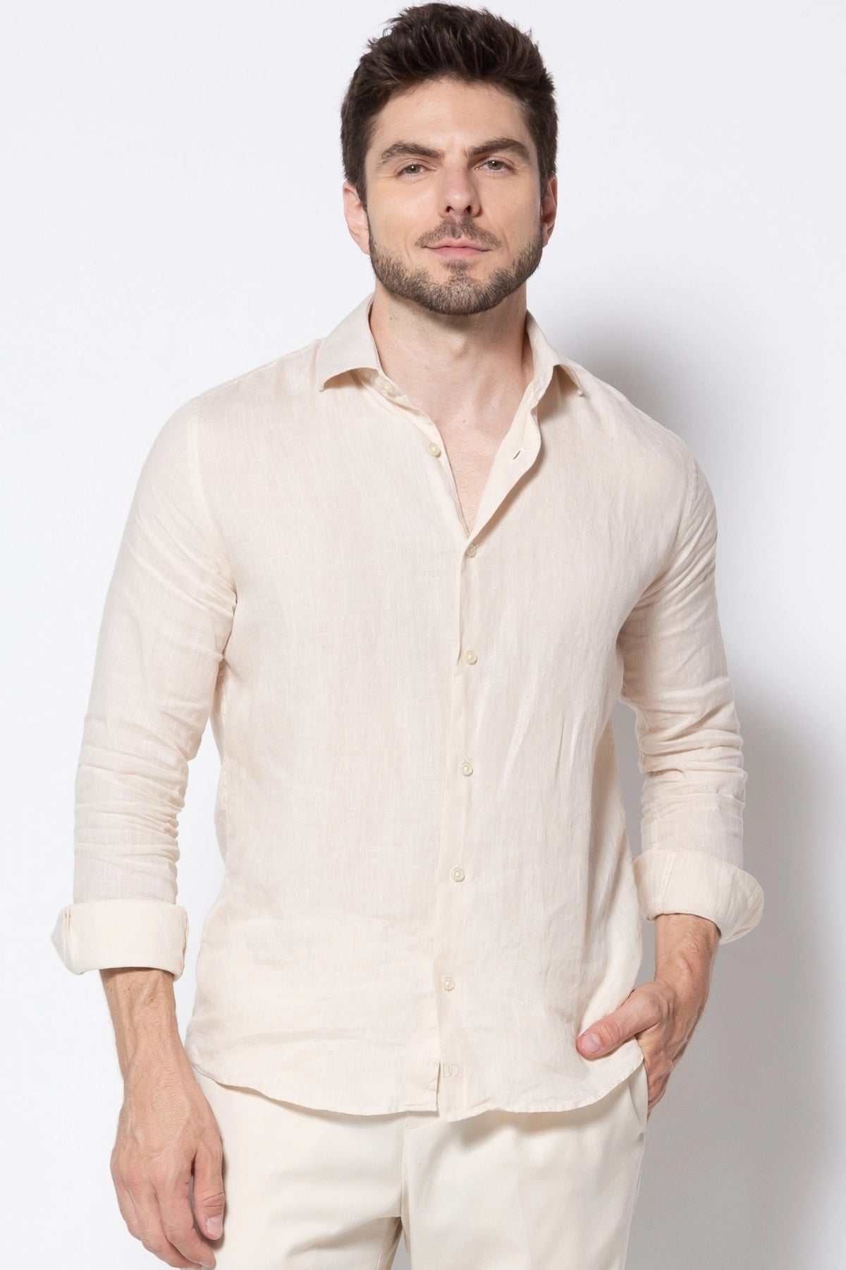 Camisa 100% Linho Ravello — Areia