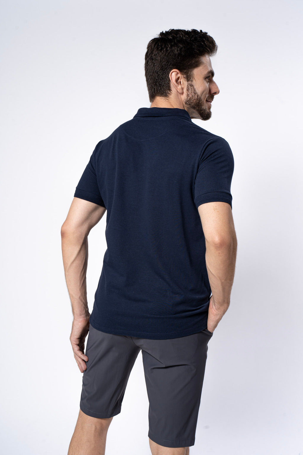 Polo Piquet Gold Contínua Azul Marinho