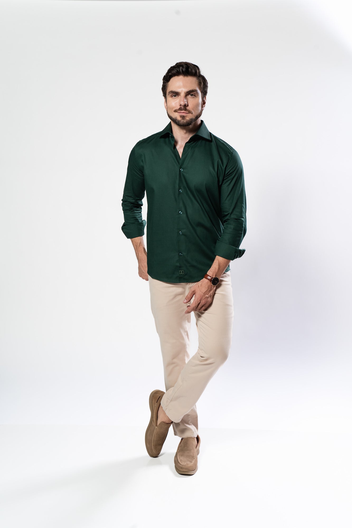 Camisa 100% Algodão - Coleção Clássica Verde Petróleo