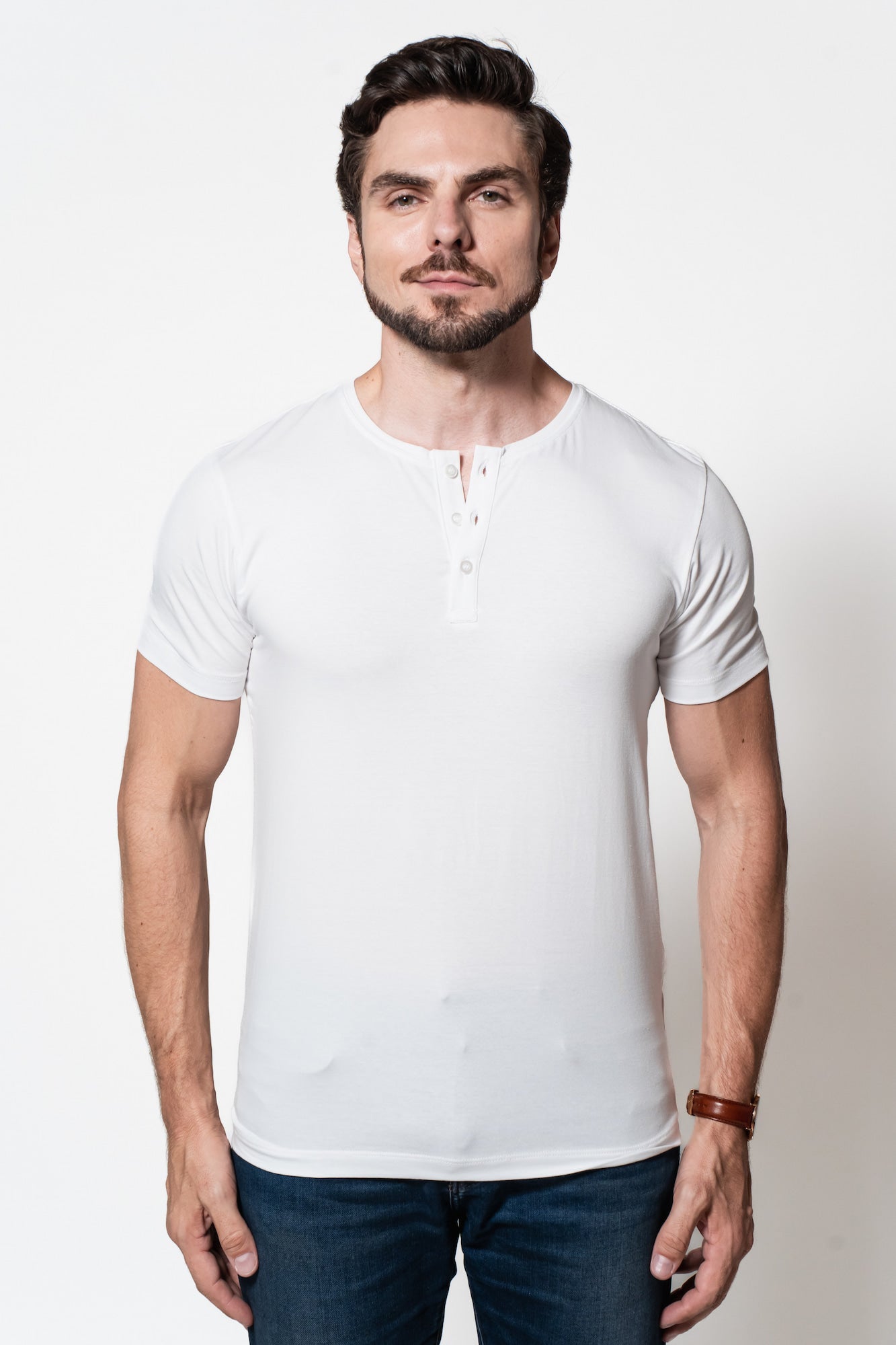 Camiseta Henley Nobile — Algodão Egípcio Branca
