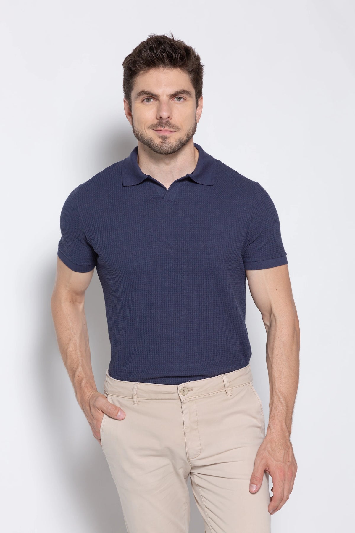 Polo Texturizada Matera – Azul-Marinho