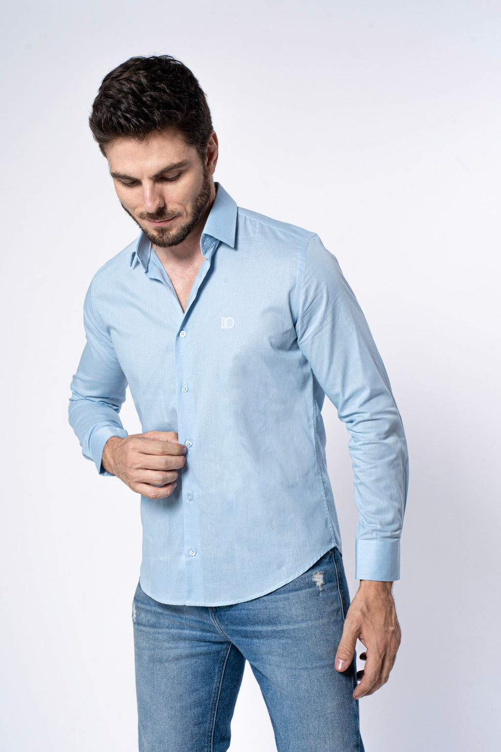 Camisa Algodão Azul Claro