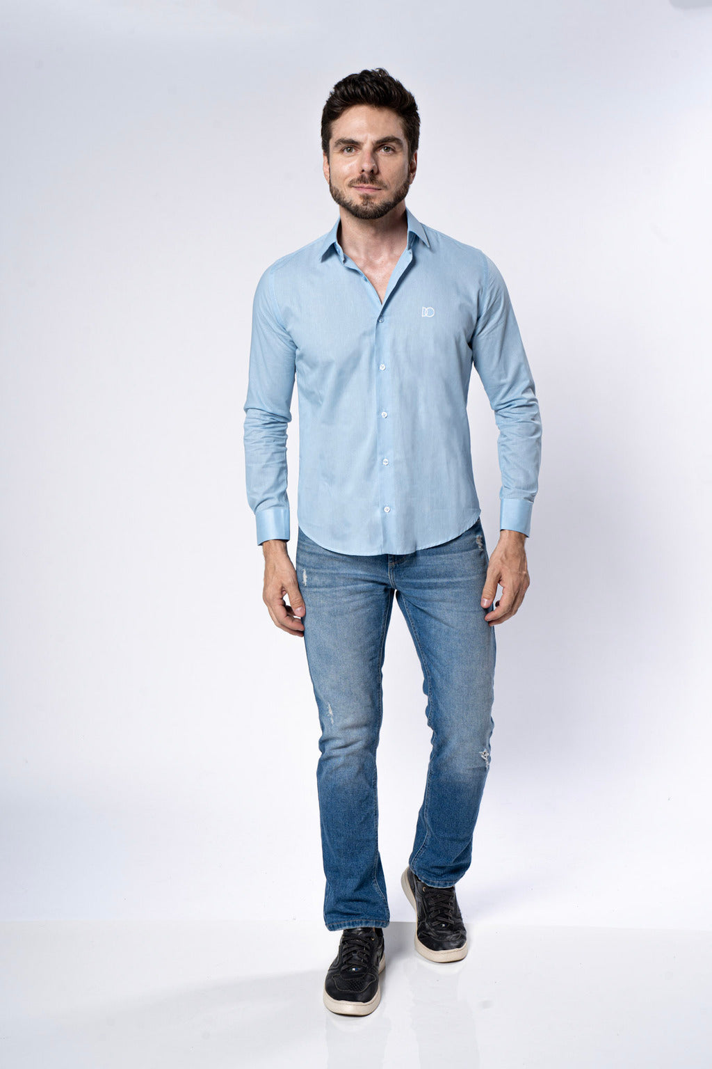 Camisa Algodão Azul Claro