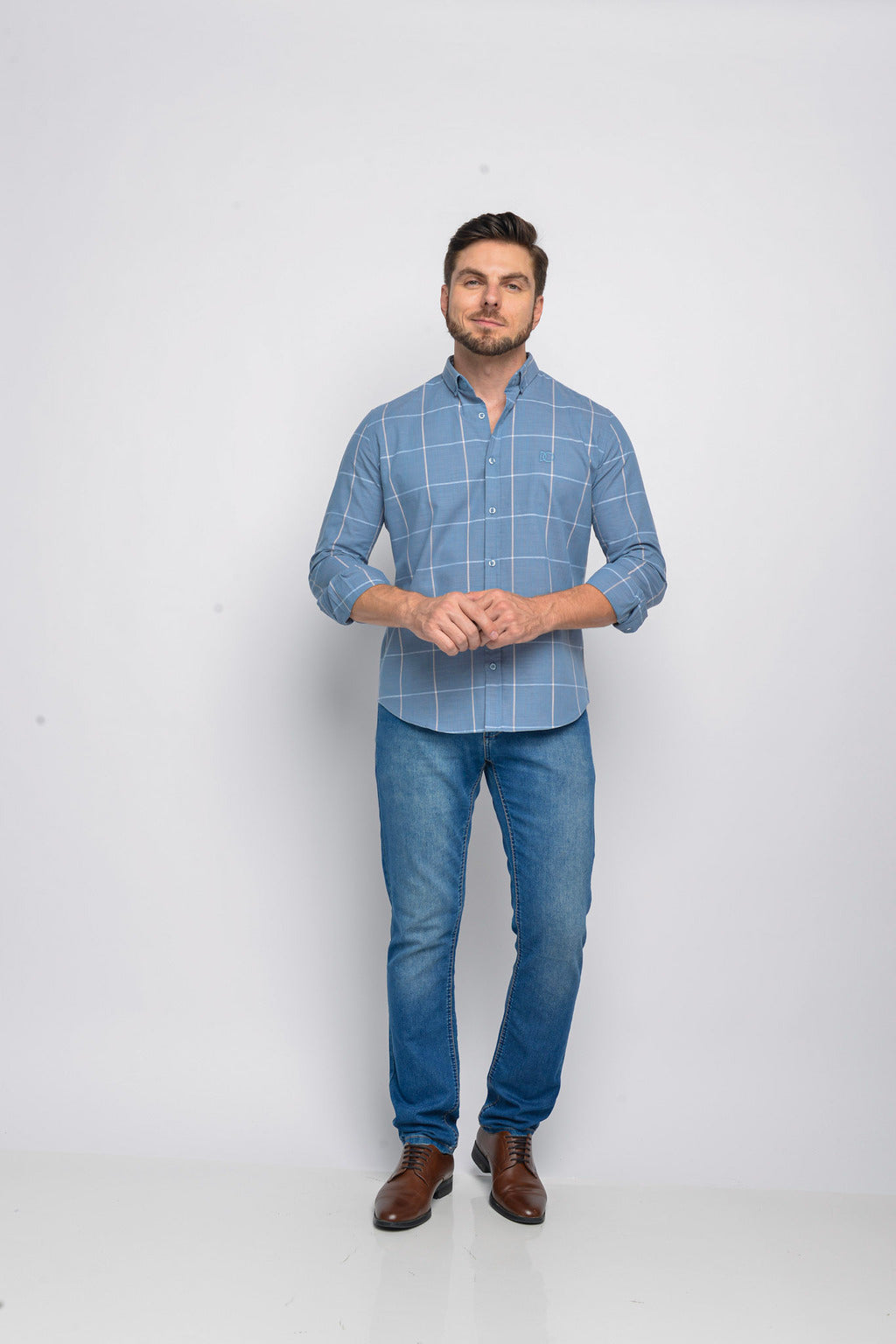 Camisa Algodão Max Xadrez Azul