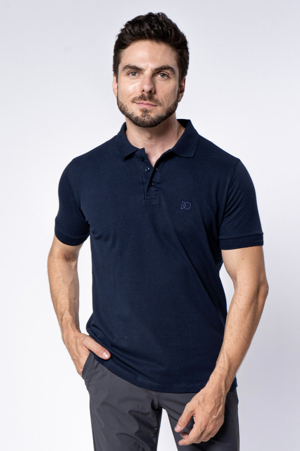 Polo Piquet Gold Contínua Azul Marinho
